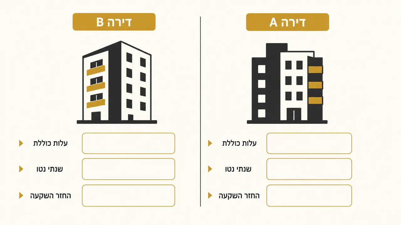 איך משווים בין שתי דירות שונות לפי תשואה נטו?