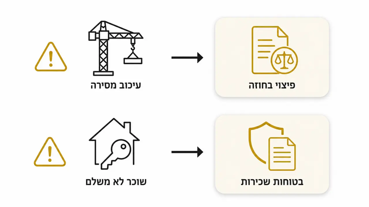 מה עושים כשיש עיכוב במסירה או שוכר שלא משלם?